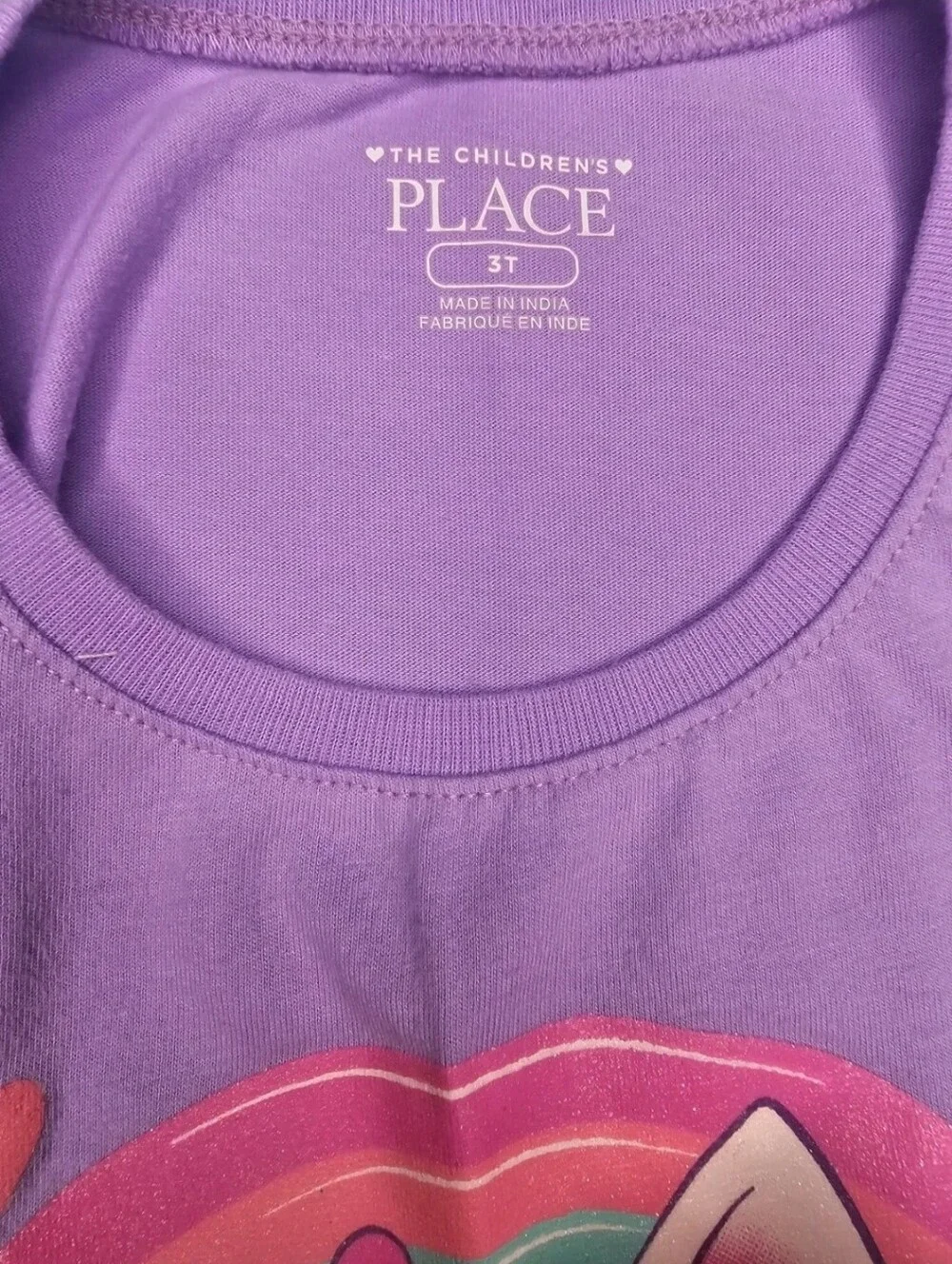 The Children's Place Lavender Cat LOVE Tee with Rainbow Accents